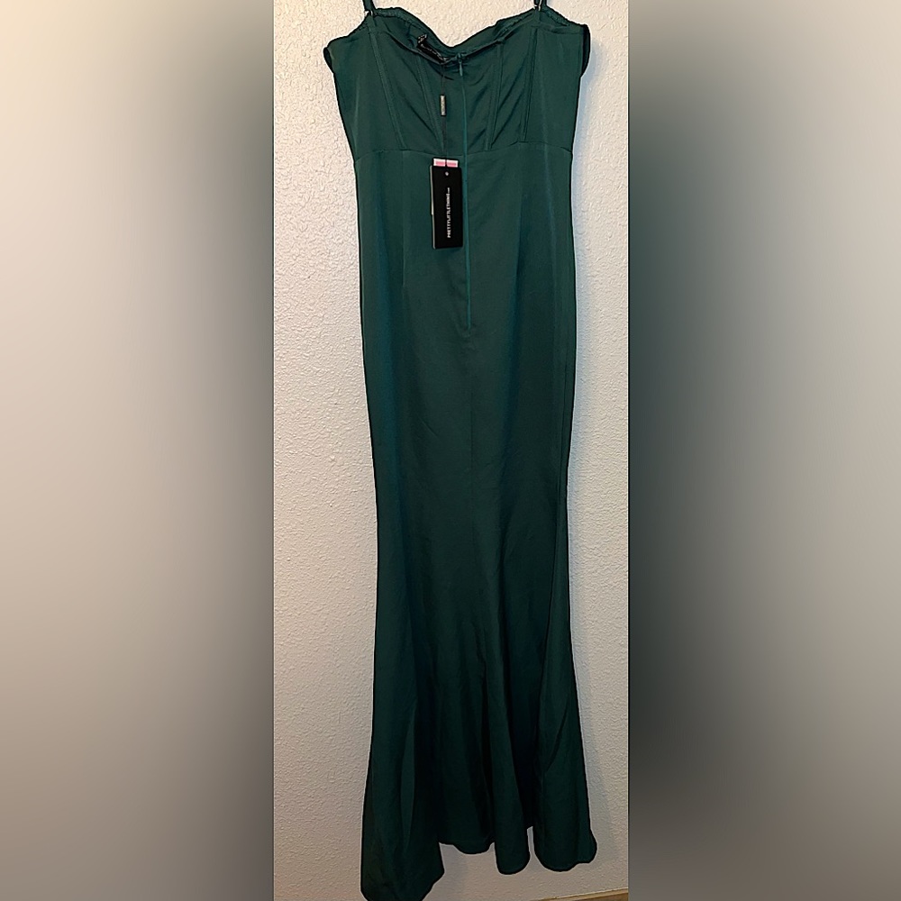 Emerald Green Corset Draped Strappy Bridesmaid Dress